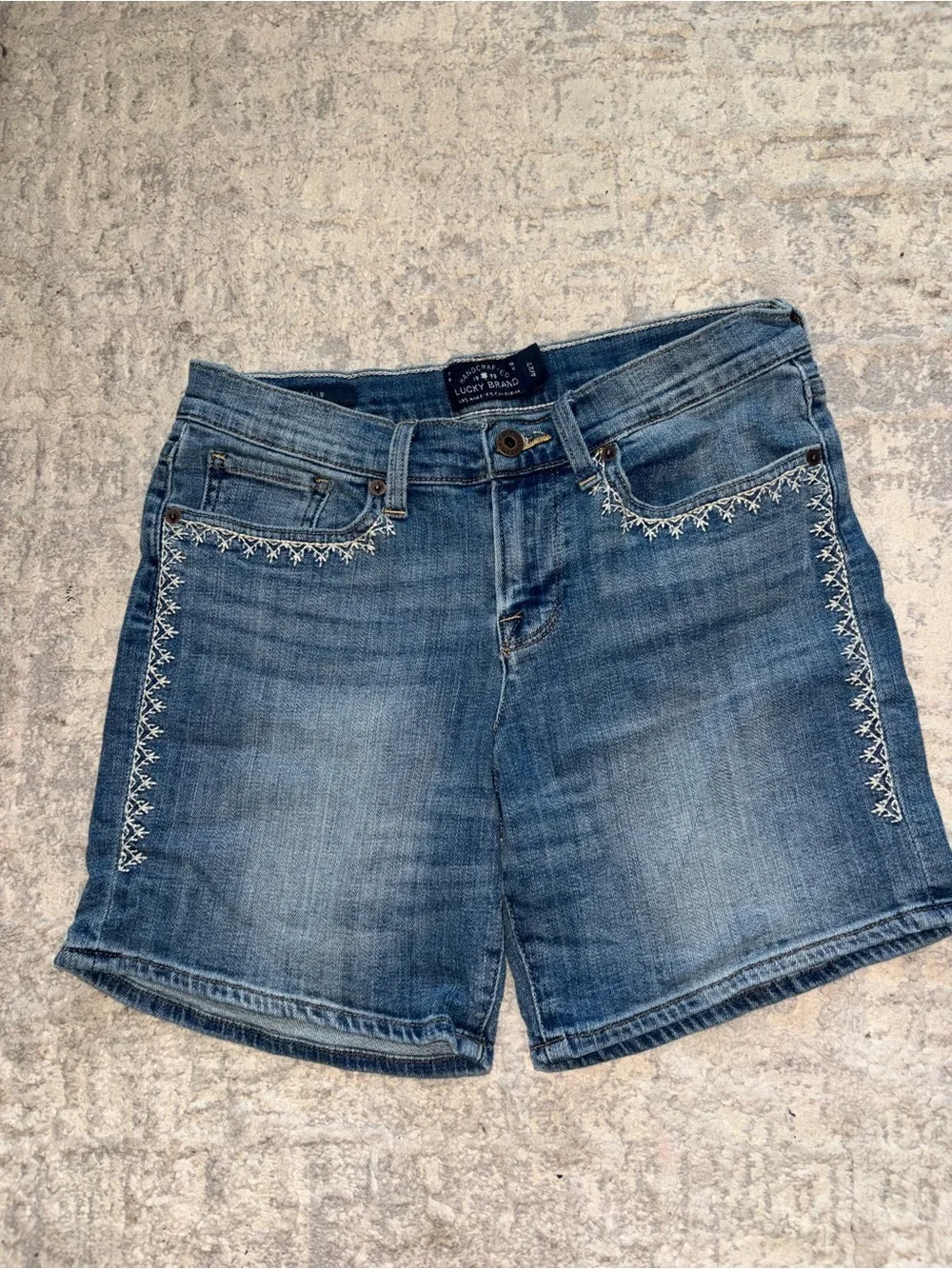 Lucky Brand Blue Embroidered Denim Shorts
